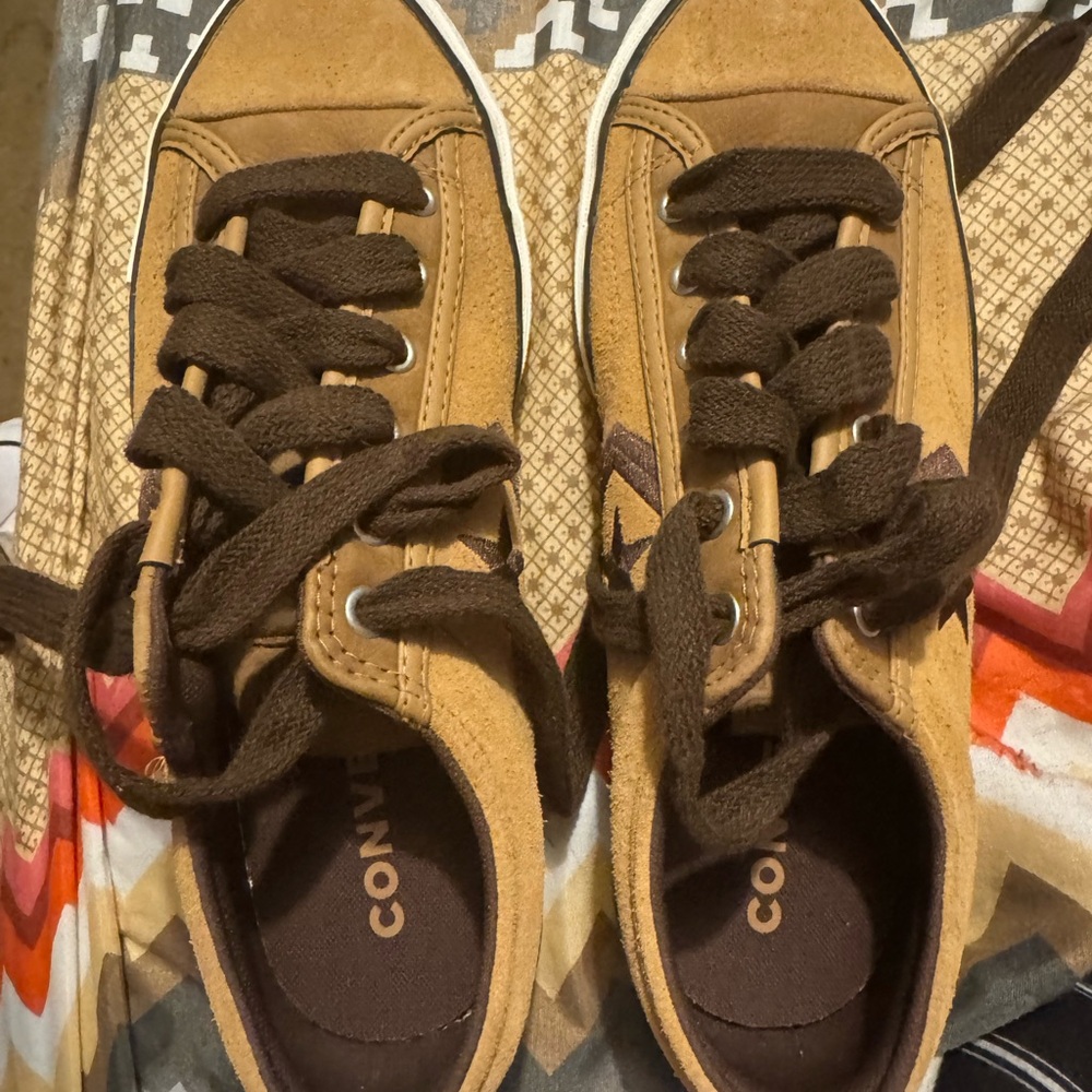 Converse Tan and Brown Suede Low-Top Sneakers